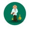 Professor is an old male .cartoon character doctor. icon of the scientist in a white robe. . Vector flat illustration.