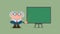 Professor Or Scientist Cartoon Character With Pointer Presenting On A Board