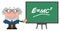 Professor Or Scientist Cartoon Character With Pointer Presenting Einstein Formula