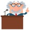 Professor Or Scientist Cartoon Character Speaking Behind a Podium With Speech Bubble