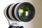 Proffesional digital camera white zoom telephoto lens