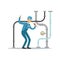 Proffesional plumber man character repairing and fixing water pipes, plumbing work vector Illustration