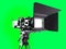 Proffesional video camera 3d render on green screen