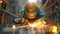 Proffessional welder at work. Handymen performing welding and grinding at their workplace in the workshop, while the