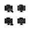 Proficiency in document management black glyph icons set on white space