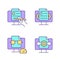 Proficiency in document management RGB color icons set