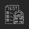 Proficiency english test chalk white icon on black background