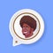 Profile african smiling face chat support bubble male emotion avatar, man cartoon icon portrait flat