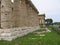 Profile of ancient greek temples to Paestum in Italy.