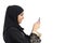 Profile of an arab saudi woman using a smart phone