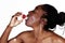 Profile Attractive African American Woman With Strawberry