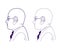 Profile of a bald man in glasses and a suit with a tie. Office worker. Linear drawing, illustration.
