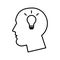 Profile with bulb psychologist line style icon