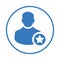 Profile, employee, rank, ranking icon. Blue vector sketch.