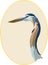 Profile of a Great Blue Heron Cameo Illustration