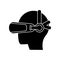 Profile head with helmet virtual reality pictogram