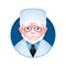 Profile icon of adult doctor in eyeglasses