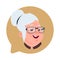 Profile Icon Senior Female Head In Chat Bubble Isolated, Elderly Woman Avatar Cartoon Character Portrait