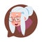 Profile Icon Senior Female Head In Chat Bubble Isolated, Elderly Woman Avatar Cartoon Character Portrait