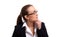 Profile of pensive businesswoman in glasses