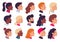 Profile people portraits. Male and female face profiles avatars, side portrait and heads flat vector illustration set