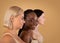 Profile Portrait Of Three Beautiful Body Positive Multiracial Women With Different Appearances