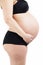 Profile of a pregnant woman\'s belly