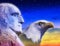 Profile of President George Washington and American eagle