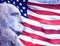 Profile of President George Washington and American flag