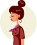 Profile of a Sad Woman Feeling Depressed and Anxious Vector Cartoon