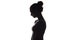 Profile silhouette of a pensive girl, a young woman lowered her head down on a white isolated background