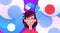 Profile surprised face new idea chat support over bubbles backgroung female emotion avatar, woman cartoon icon portrait