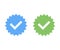 Profile Verification. Approved icon. Accept badge. Check mark. Sticker with tick. Vector illustration.