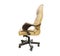 Profile view of office chair from yellow leather. Isolated
