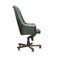 Profile view of president office chair from green leather. I