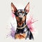 Profile of a Watercolor Doberman clipart, aquarela style. Generative AI