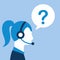 profile woman agent headset question mark customer service