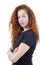 Profile of young woman. Confident and determined. She is redhead