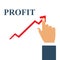 Profit concept, growing business graph. Businessman manages financial growth graph.