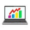 Profit concept, red arrow shows business growth chart on laptop screen