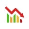 Profit decline icon, loss arrow, vector illustration