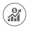 Profit, earnings, revenue icon. Gray vector sketch.