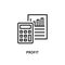 Profit flat line icon. Vector illustration calculator in front of the document with graph. Accounting symbol