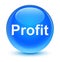 Profit glassy cyan blue round button