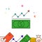 Profit growth graph filled line icon, simple illustration