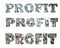 Profit inscription text. Real dollars. Isolated png