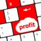 Profit key showing returns for internet businesses. Profit