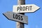 Profit and loss - wooden signpost