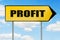 Profit Sign -Yellow road sign with arrow pointing right against