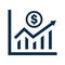 Profit statistics icon, Earning growth chart